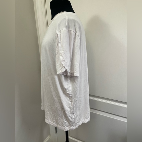 Laura Scott Women's XL White Casual Tee Shirt with beading around neck - Picture 11 of 11